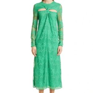 Ganni Cutout Twisted Lace Midi Dress